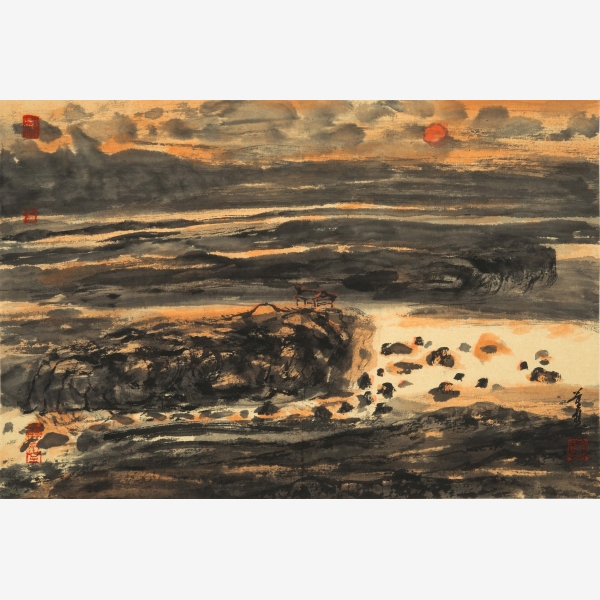 A_Christina Tung 董慧, Yellow River 黃河遠眺, 2013, Ink &amp; Colour on Paper 水墨設色紙本, 45 cm x 68 cm