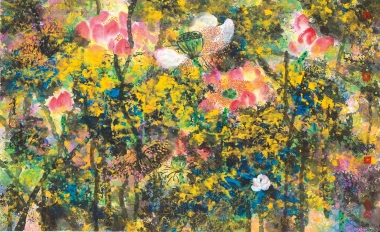 A_Christina Tung 董慧, Love to Blossom 愛之花, 2014, Ink &amp; Colour on Paper 水墨設色紙本, 60 cm x 97 cm,