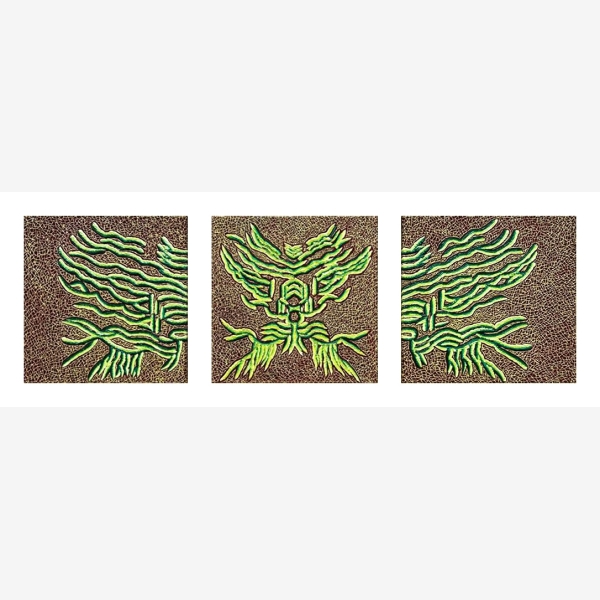 A_WJX2024007_Jian 王建曉, Dragon Raising its Head 龍抬頭, 2024, Oil on Canvas 油彩布本, Triptych 三聯 40 cm x 120 cm, HK$36,000