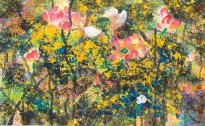 A_Christina Tung 董慧, Love to Blossom 愛之花, 2014, Ink &amp; Colour on Paper 水墨設色紙本, 60 cm x 97 cm,