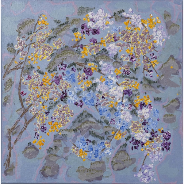 A_Jian 王建曉, Landscape 雲山野景, 2022, Mixed Media on Canvas 丙烯顔料、油彩、布本, 50 cm x 50 cm, HK$35,000