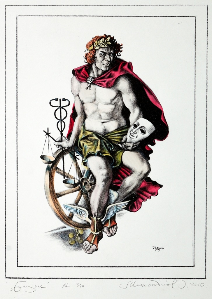 C_Oleg Mikhailov, The Decameron-Business Allegory (Trade) 十日談 - 商, 2010, Coloured of Watercolour 水彩紙本, 40 cm x 30 cm, Ed 8,