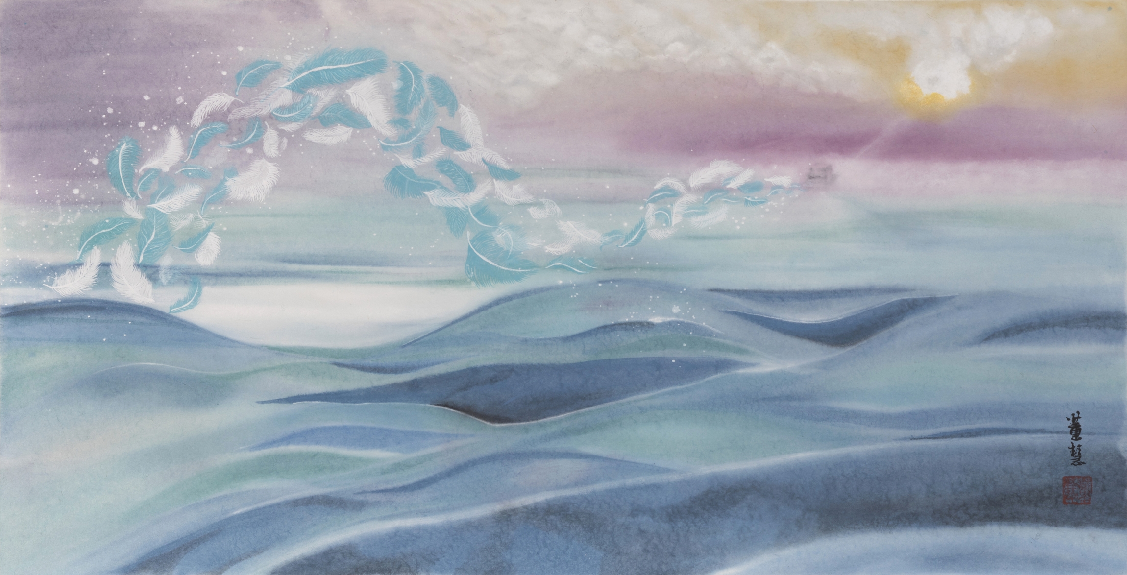 S_Christina Tung 董慧, All My Life 一生與你相依, 2018, Ink &amp; Colour on Paper 水墨設色紙本, 48 cm x 94 cm